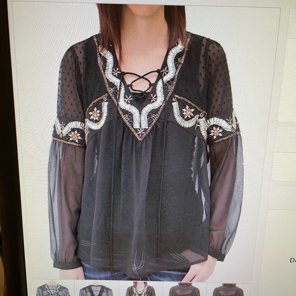 Sixes & Sevens sheer blouse. Size Medium.